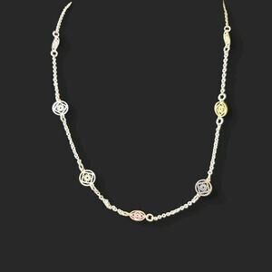 Vintage Silver Toned Avon 1970s Princess Necklace Feminine Dainty Flower Lace